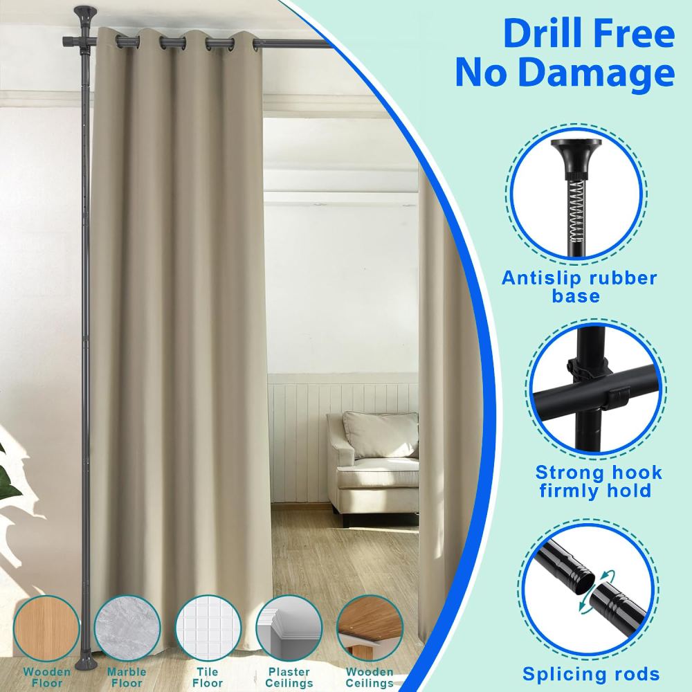 Room Divider Curtain Rod - Black: image 3