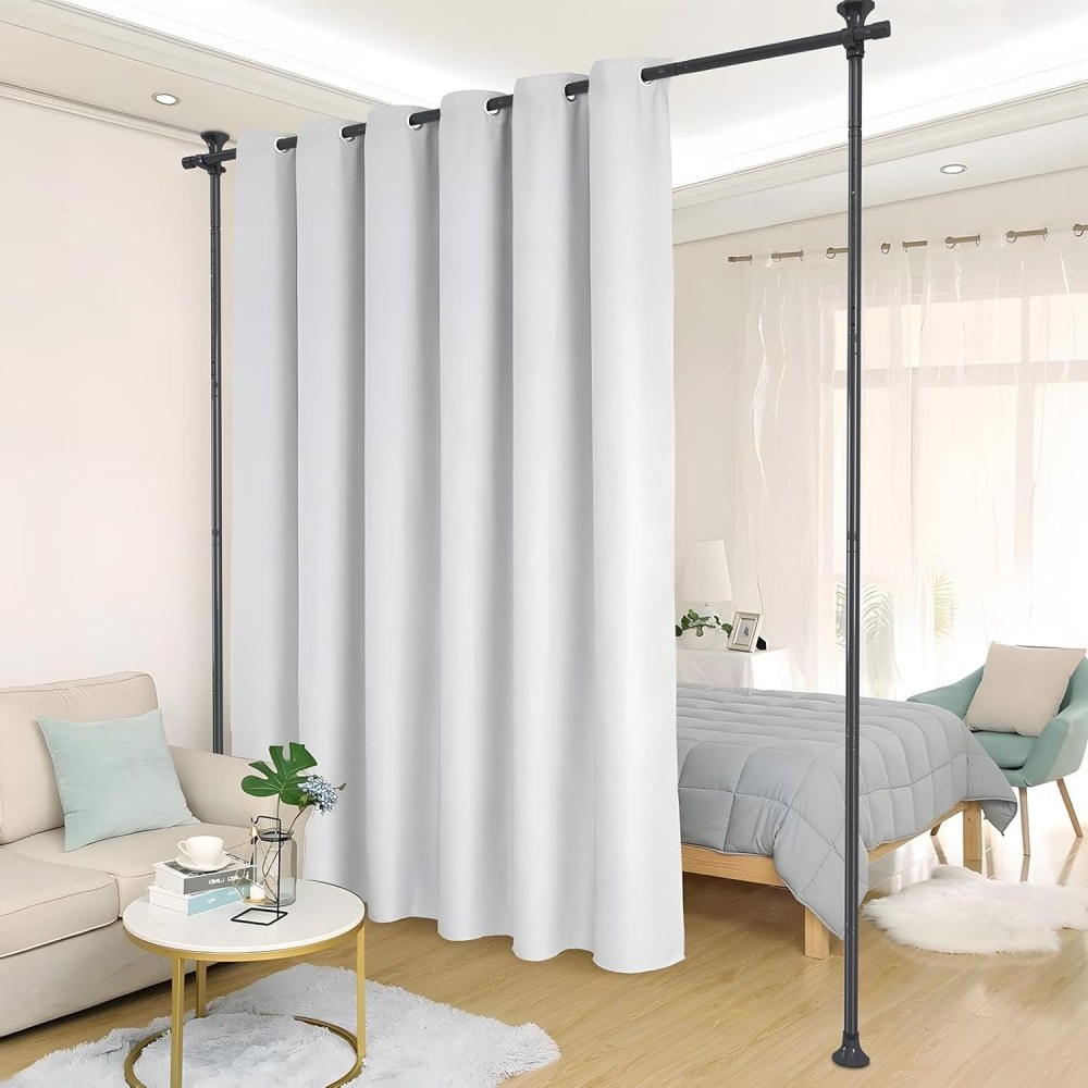 Room Divider Curtain Rod - White